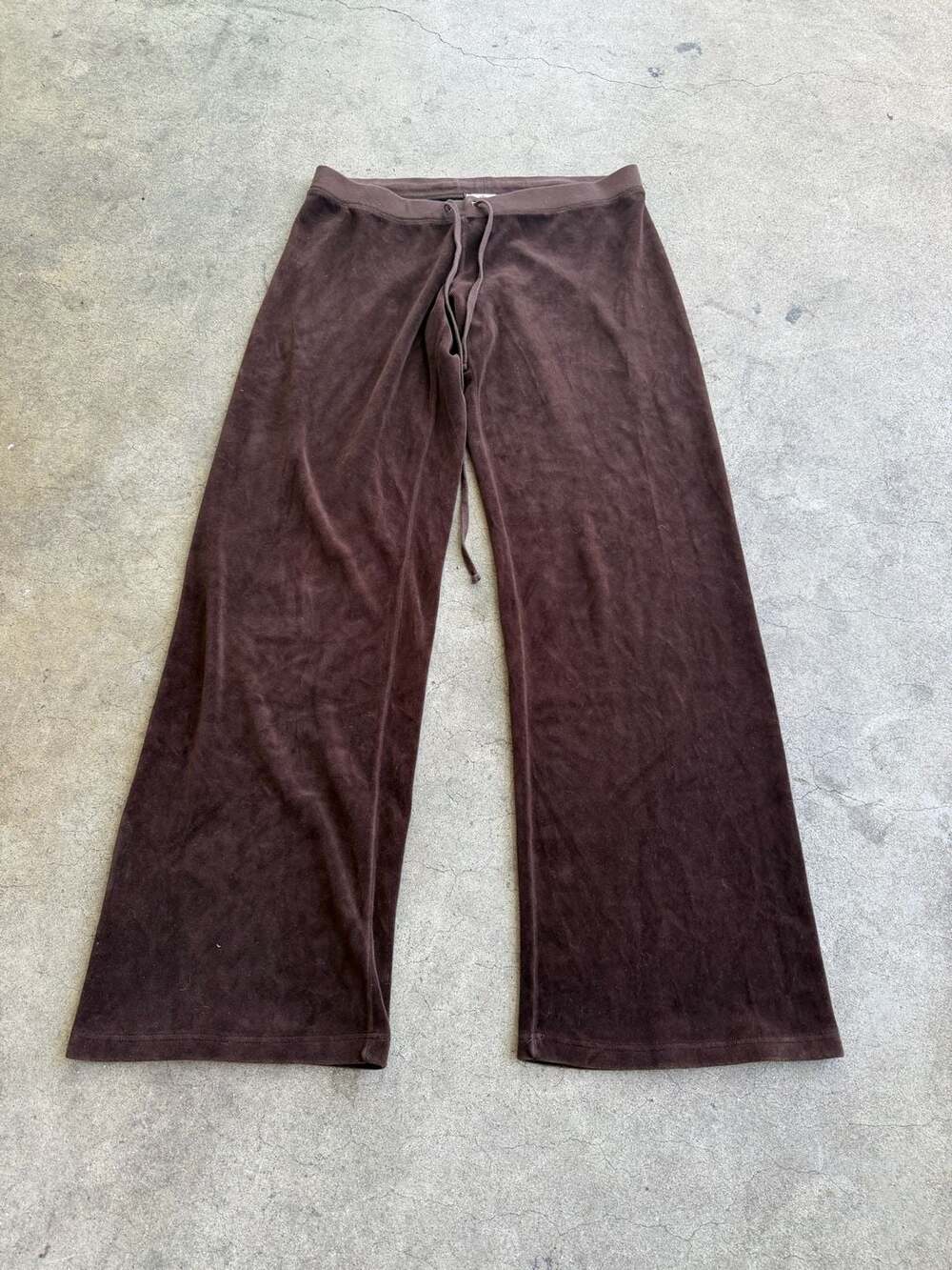 Vintage Juicy Couture Brown Velour Flare Track Pants Low Rise Size P Small Y2K